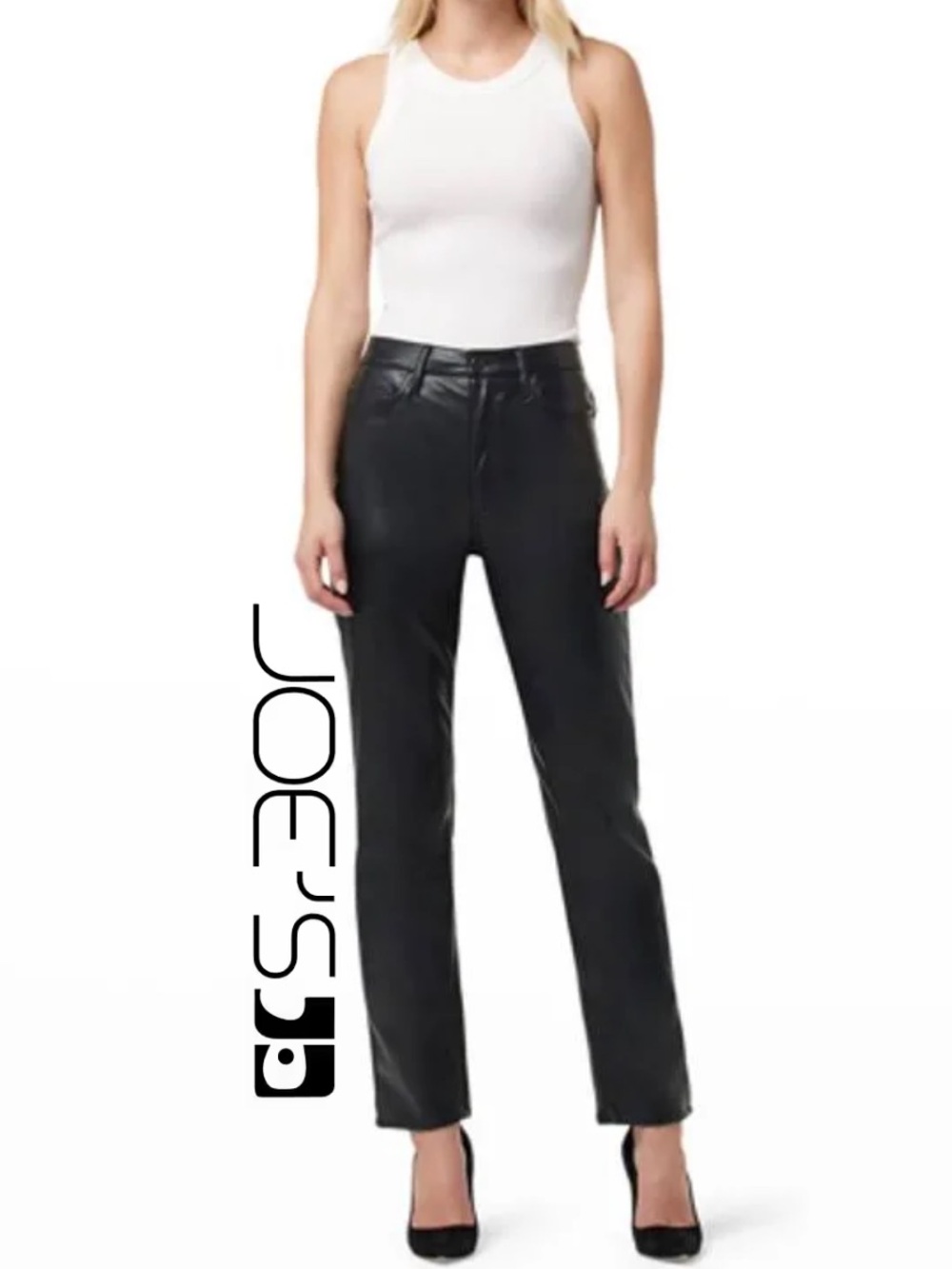Joe's Jeans Faux Leather The Honor Women's Straight Leg Jeans in Black